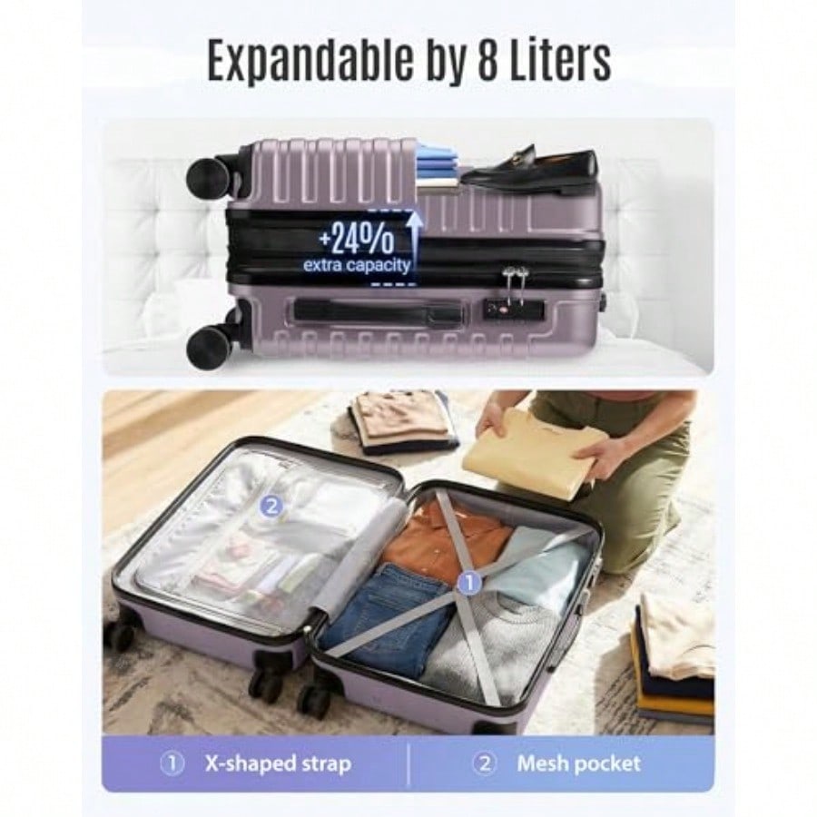 Expandable Carry On Lage 22x14 - đánh giá và giá Spinner Wheel Rolling Suitcase 20 Inch